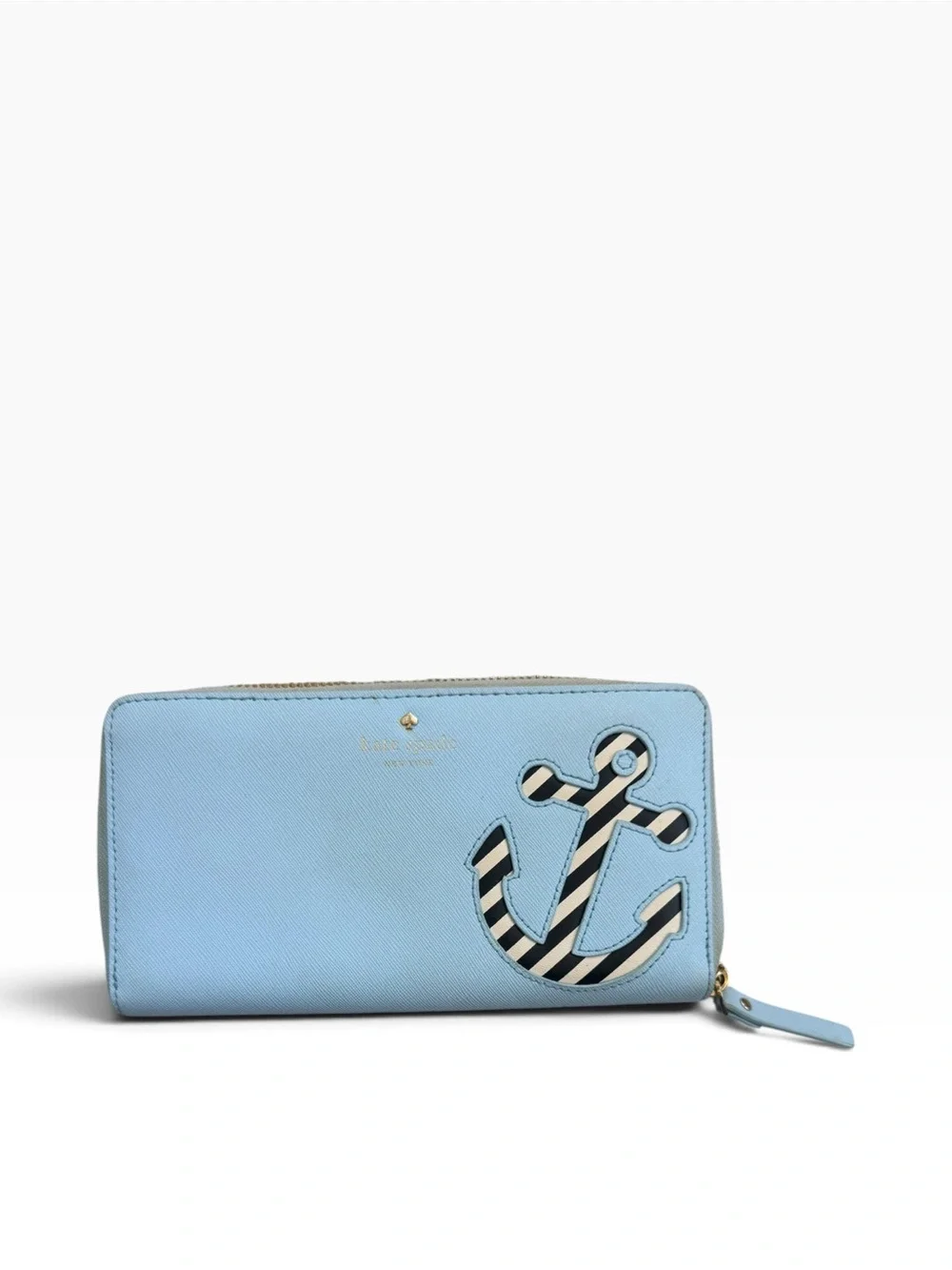 Kate Spade Go Overboard Lacey Anchor Zip Wallet Light Blue